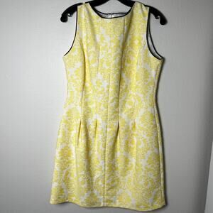 Coast Textured Floral Jacquard Mini Dress Yellow & White - US 10